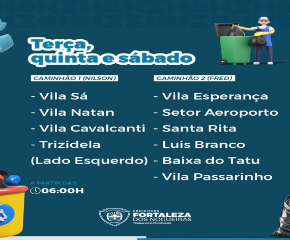 Cronograma Coleta de Lixo Por Bairro -